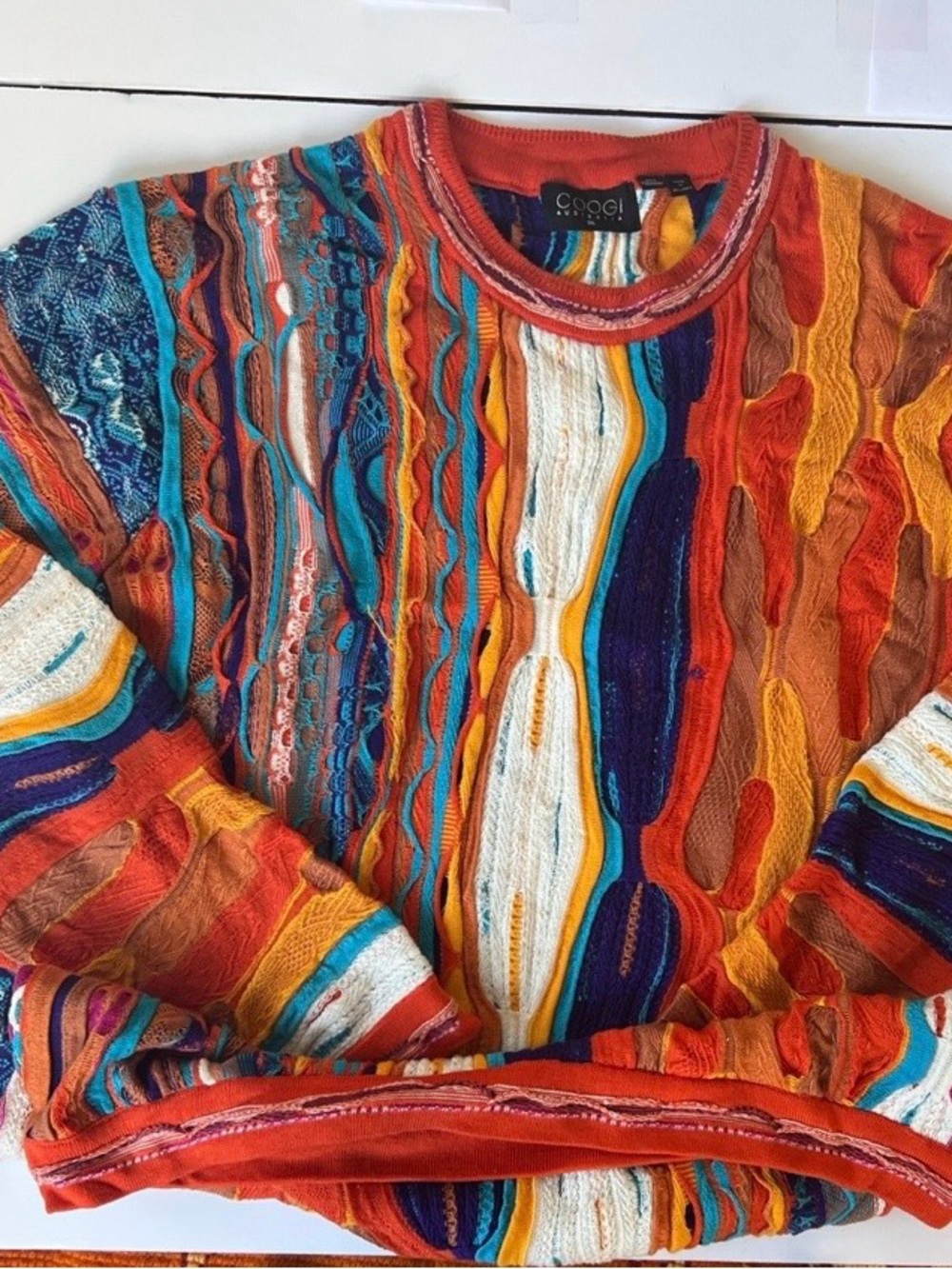 COOGI Multicolor Crewneck Sweater with Orange Base practicallynew
